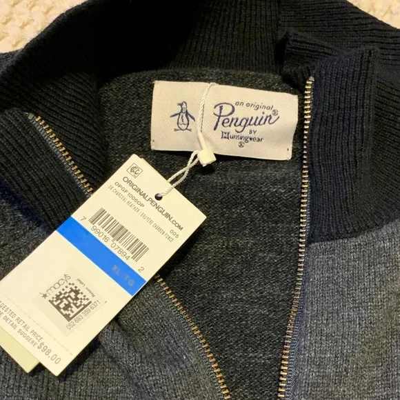 PENGUIN 🐧 Men's Navy Half-Zip Sweater